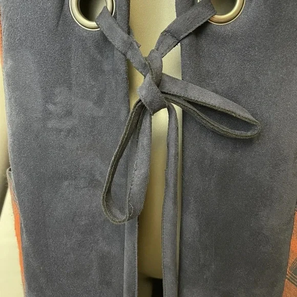 BCBGenerstion Buffalo Plaid Vest Duster Womens M Sleeveless Red Blue Western - Picture 10 of 10